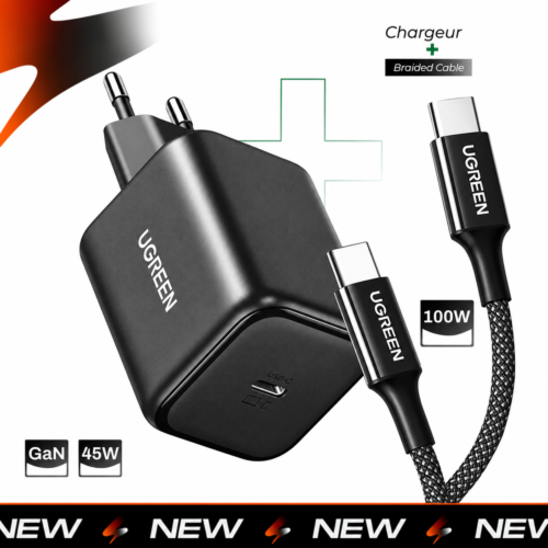 UGREEN   GaN   45W   Chargeur   rapide   USB-C   +   Câble   100w