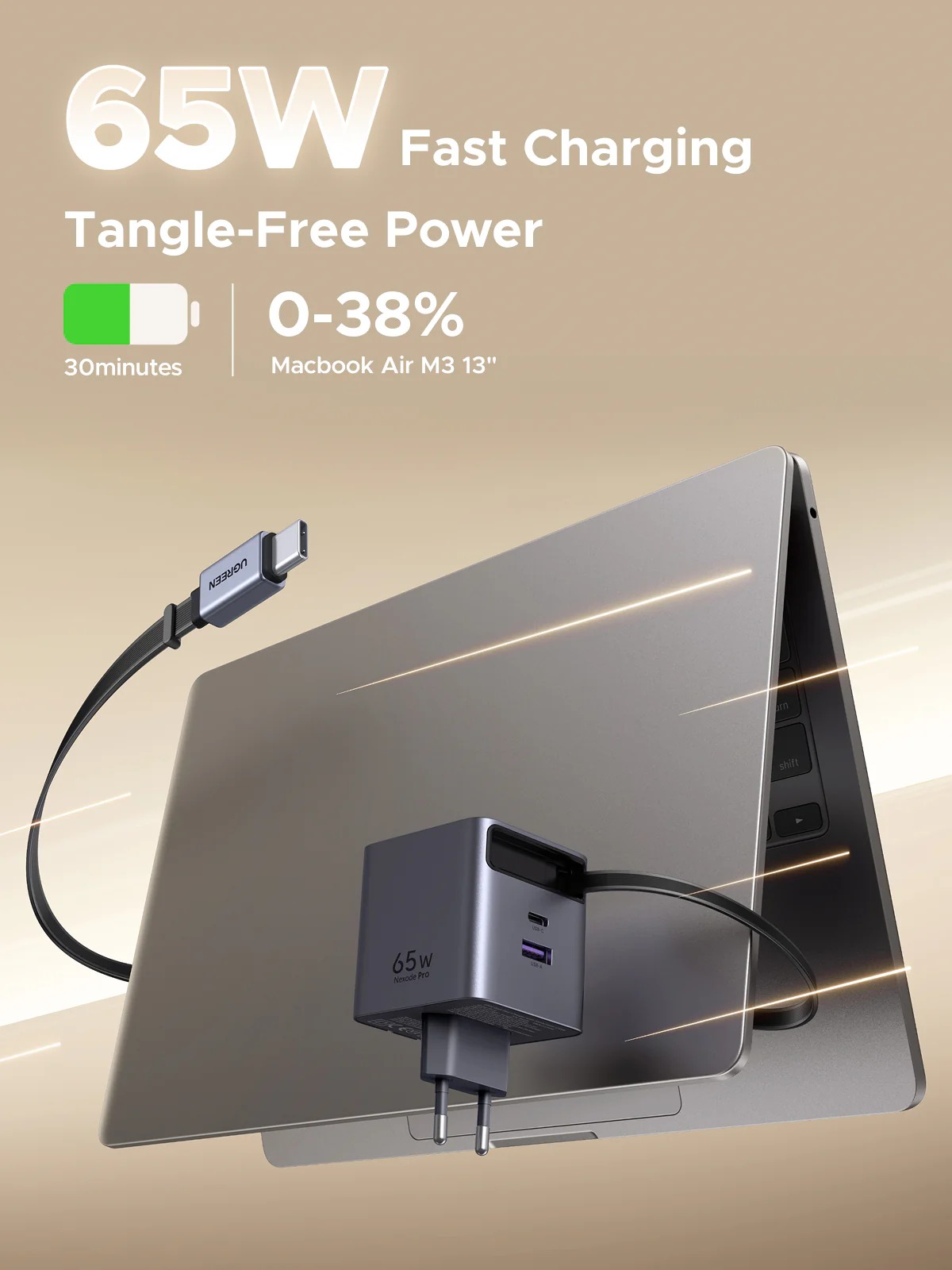 UGREEN GaN 65W Fast Charger USB-C RETRACTABLE – Image 4